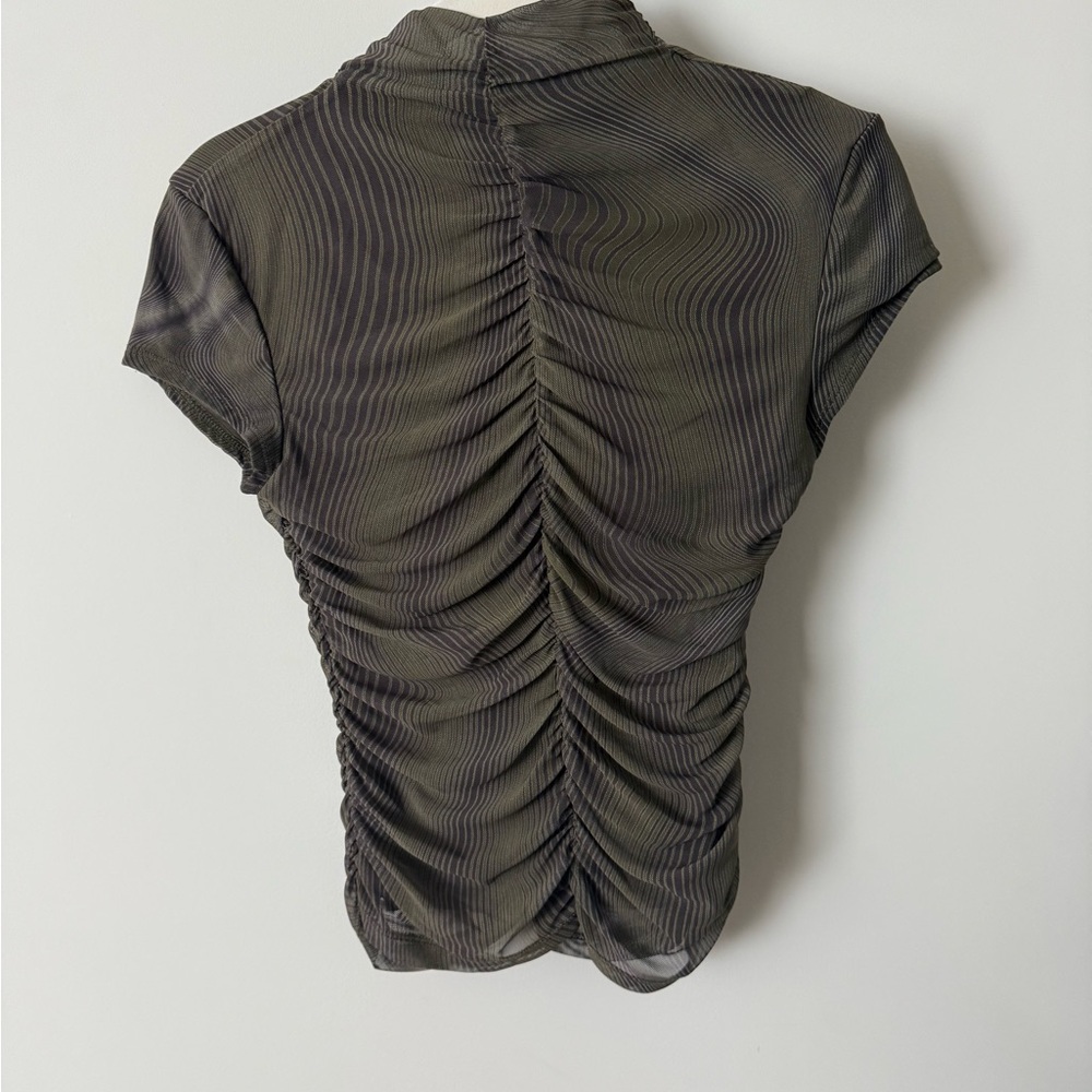 ZARA Ruched Olive Green Top